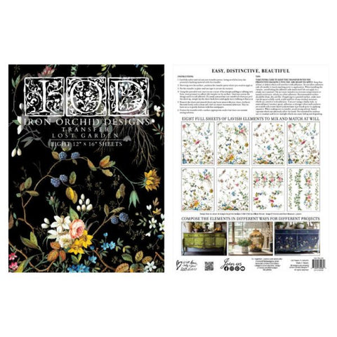 Lost Garden IOD Transfer (12″x16″ pad-8 sheets) 2025 - Iron Orchid Designs