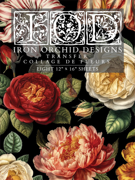 Collage de Fleurs Decor Transfer - Iron Orchid Designs