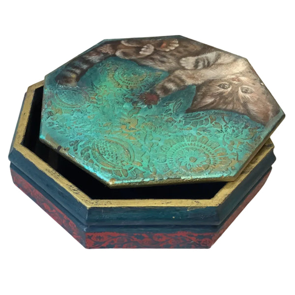 Kitty Cat Jewelry Box - Painted by Tabitha St Germain