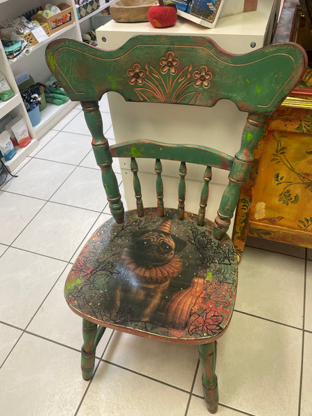 Halloween Pug Dog Chair - Painted by Tabitha St Germain