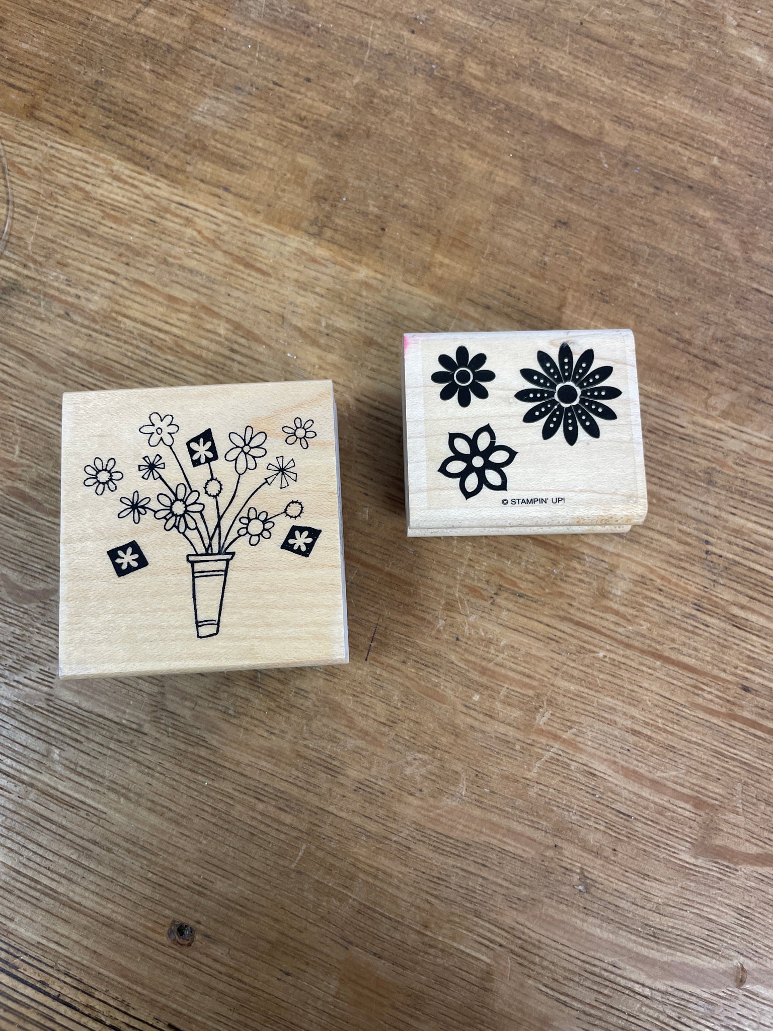 Up-cycled Rubber Stamps.