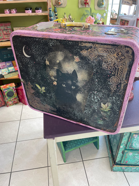 Black Cat Suitcase - Painted by Tabitha St Germain