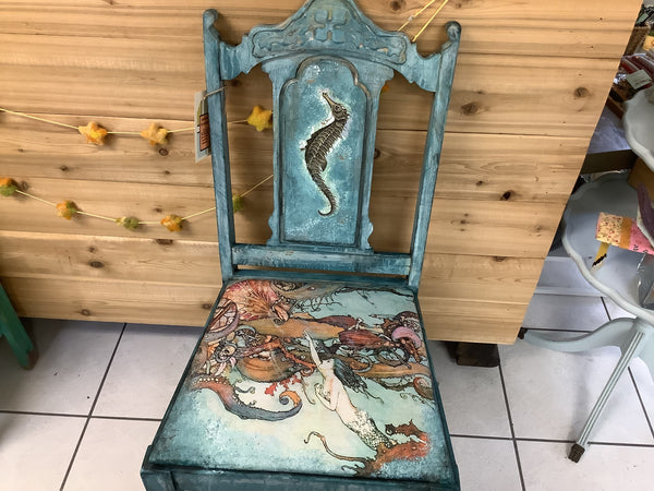 I Sea You Chair - See Horse and Octopus - Painted by Tabitha St Germain