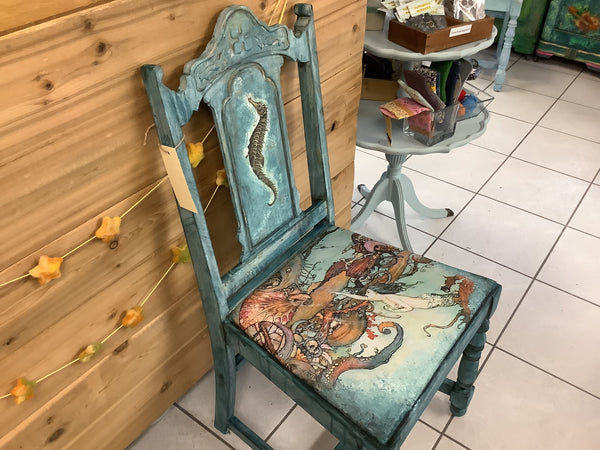 I Sea You Chair - See Horse and Octopus - Painted by Tabitha St Germain