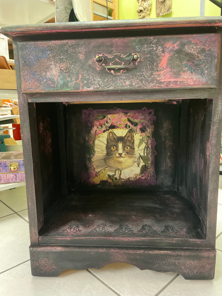 Black Cat Side Table - Painted by Tabitha St Germain