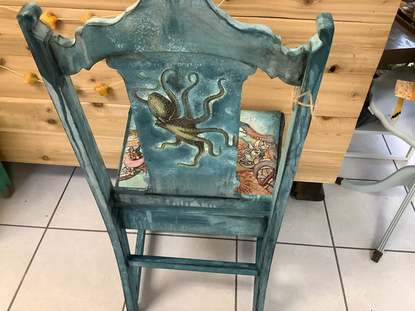 I Sea You Chair - See Horse and Octopus - Painted by Tabitha St Germain