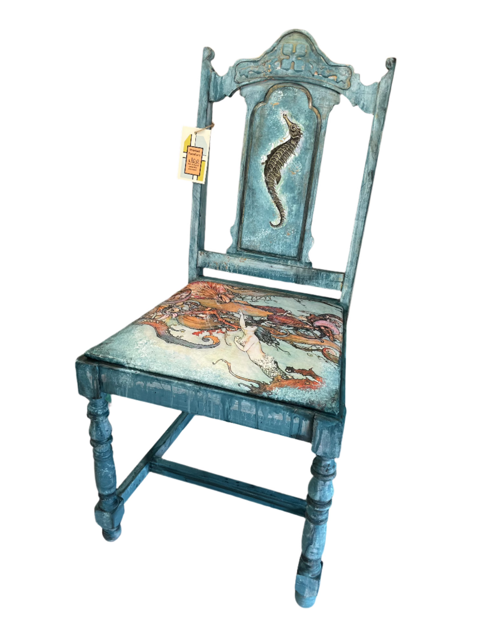 I Sea You Chair - See Horse and Octopus - Painted by Tabitha St Germain