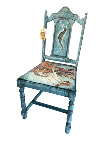 I Sea You Chair - See Horse and Octopus - Painted by Tabitha St Germain