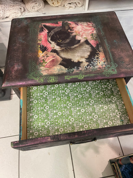 Black Cat Side Table - Painted by Tabitha St Germain