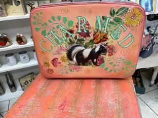 Cows and Skunks Suitcase - Painted by Tabitha