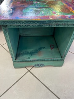 Tiny Side Table with Humming Birds - Painted by Tabitha St Germain