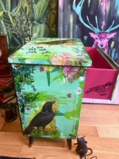 Commisions Crow  Side Table ... Side Table - Painted by Tabitha