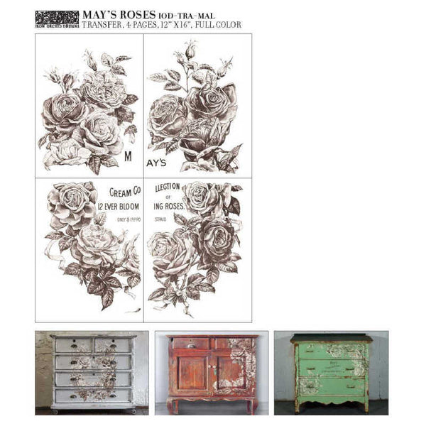 May's Roses Decor Transfer - New 2023 - Iron Orchid Designs