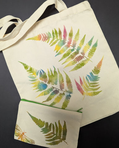 Fabulous Painted Fabric Tote and Pouch with Pamdemonium
