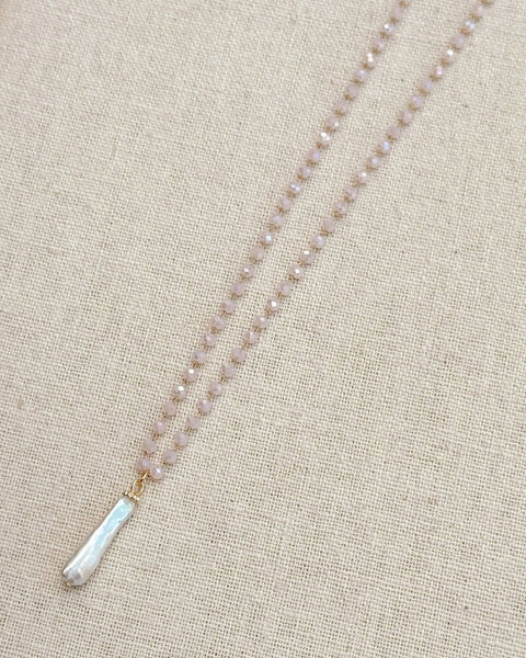 Keshi Pearl & Pink Opal Crystal Link Necklace