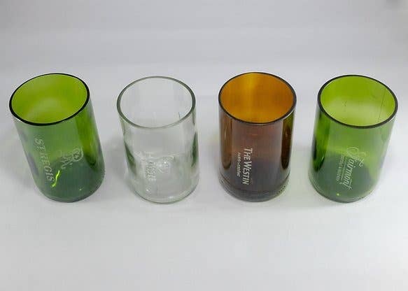 Amber Tumblers made from Large Beer Bottles