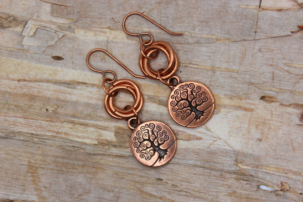 Earrings - Copper Tree of Life Dangle