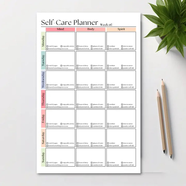 Self Care Planner Notepad