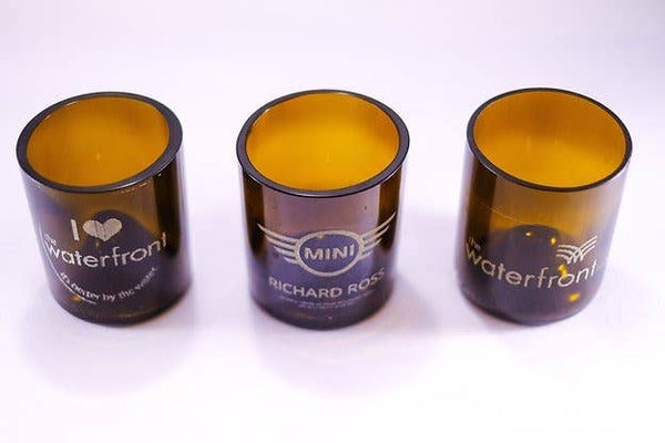 Amber Tumblers made from Large Beer Bottles