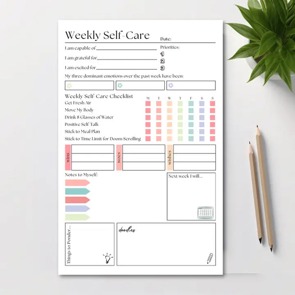 Self Care Planner Notepad