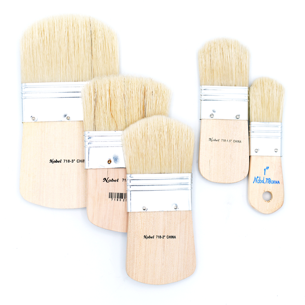 White Bristle Spalter Brush with Flat Handle