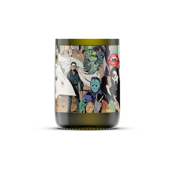 APPLE CINNAMON - Soy Wax Candle Recycled Wine Bottle : Skeleton Couple