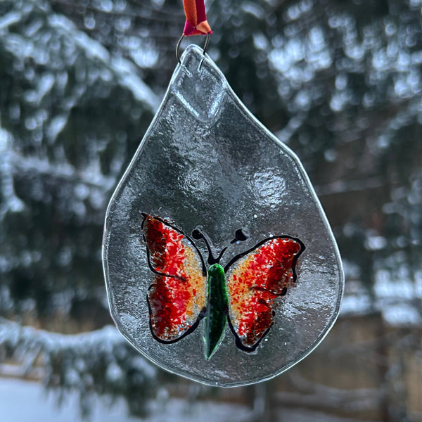 Sun Catcher - Teardrop Butterflies: Red-Orange
