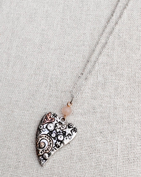 Romantic Stamped Hearts Minimalist Love Valentine Necklace