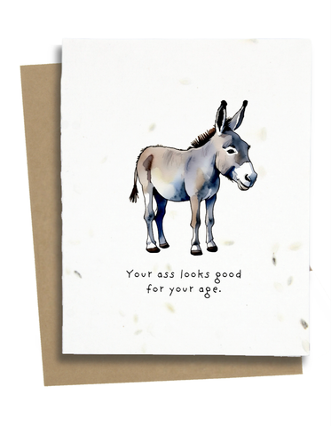 Adult Donkey Birthday Card: Wildflower