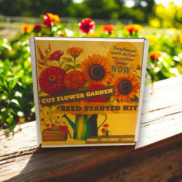 Cut Flower Garden Kit w/ Zinnia, Cosmo, and Sunflower seeds