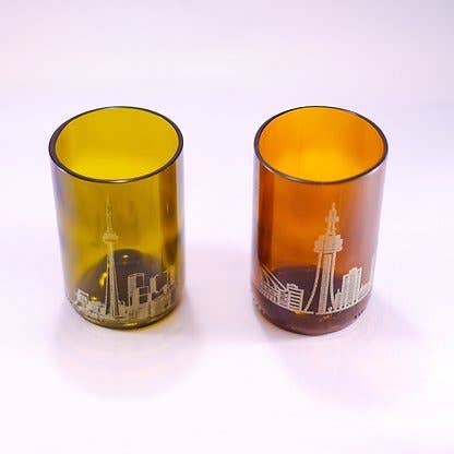 Amber Tumblers made from Large Beer Bottles
