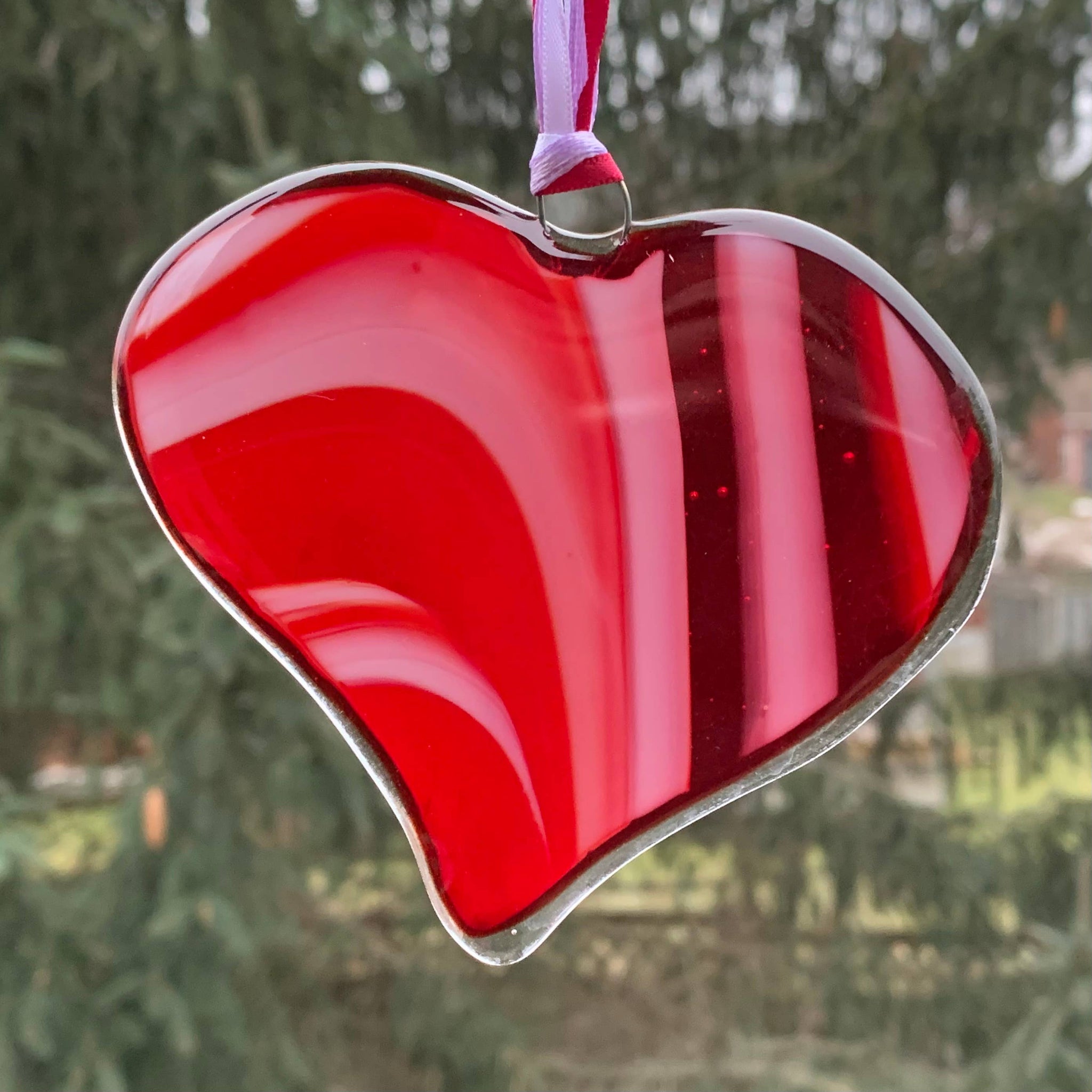 Red and White Heart Sun Catcher