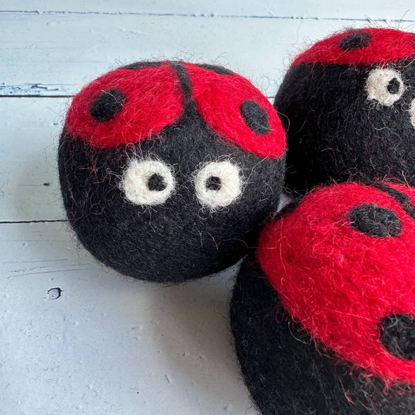 Ladybug Design Felt Dryer Ball - Sold Individually