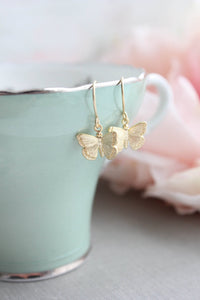 Earrings - Little Butterfly Matte Gold