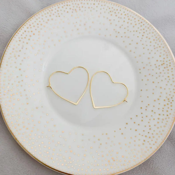 Earrings - Heart Hoops - Gold