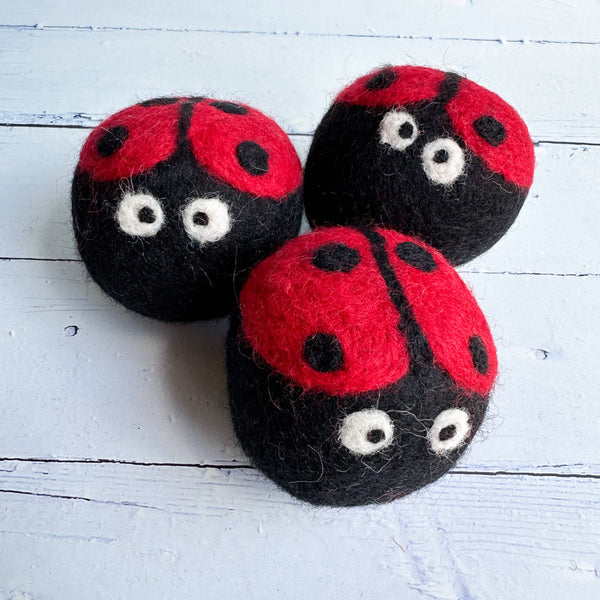 Ladybug Design Felt Dryer Ball - Sold Individually