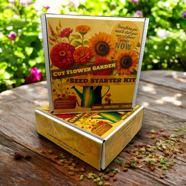 Cut Flower Garden Kit w/ Zinnia, Cosmo, and Sunflower seeds