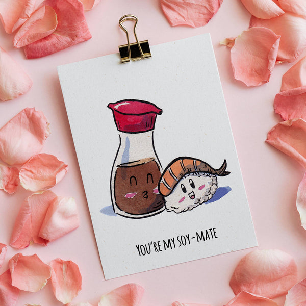 "My Soymate" - Sushi Valentines, Love, Anniversary Card