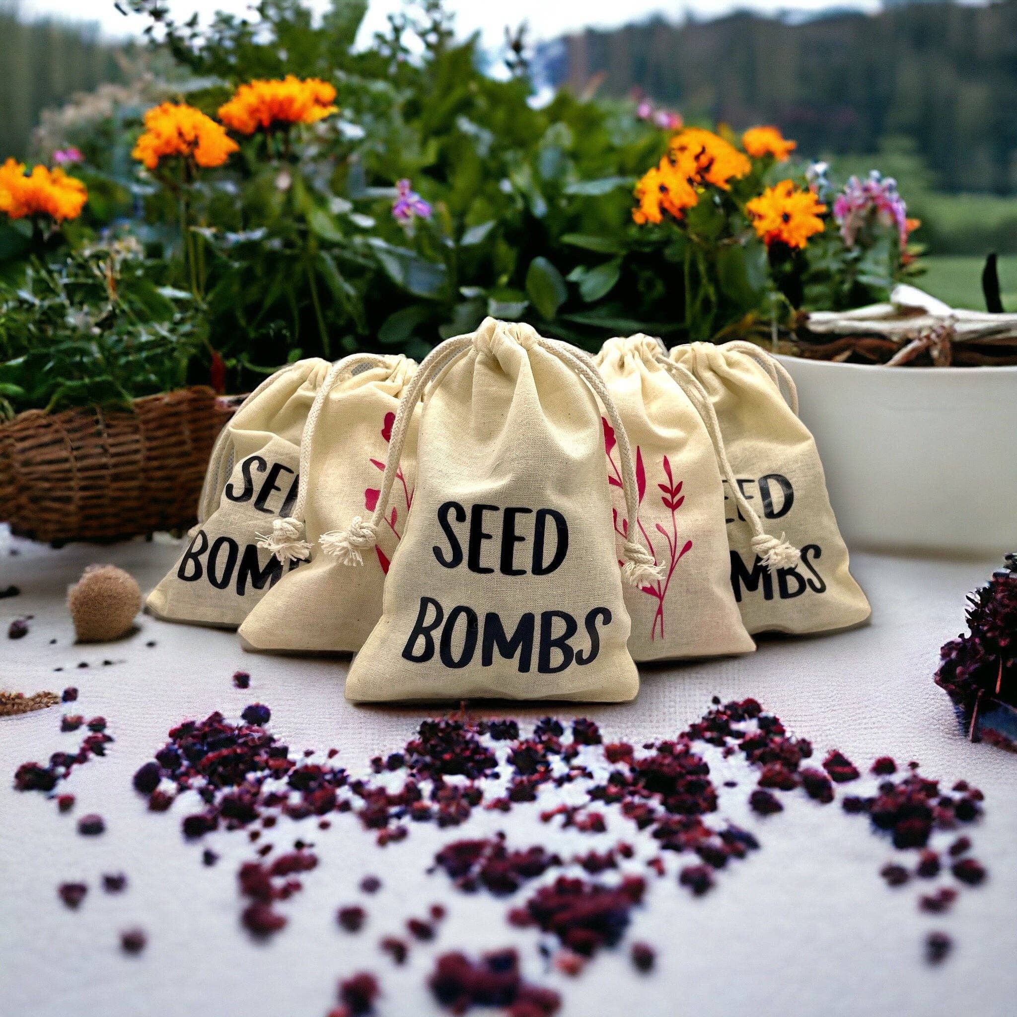 Seed Bombs - 10 Pack - Cotton Drawstring Bag - Canadian Wild