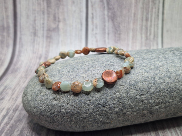 Aqua Terra Jasper Bracelet with Antique Copper Accents