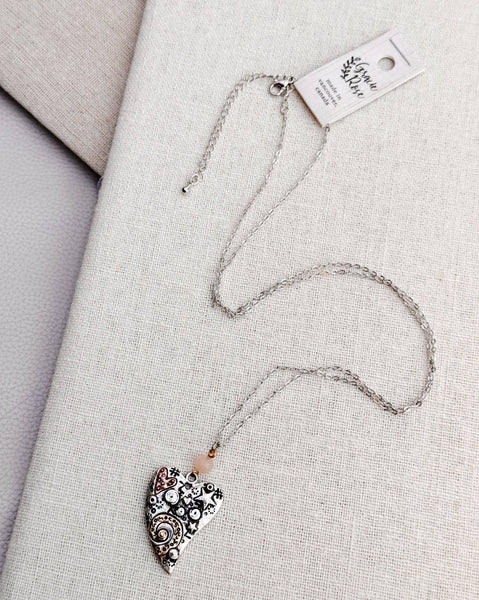 Romantic Stamped Hearts Minimalist Love Valentine Necklace