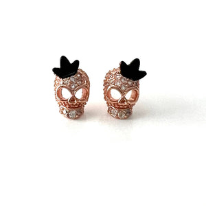 Sparkle Skull Rose Gold Earring