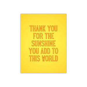 Thank you for the sunshine