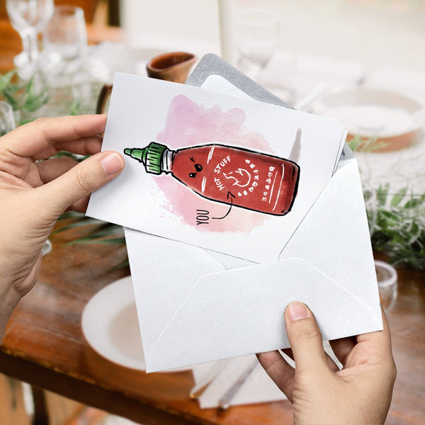 "Hot Stuff" Spicy Food, Hot Sauce Funny Valentine Card
