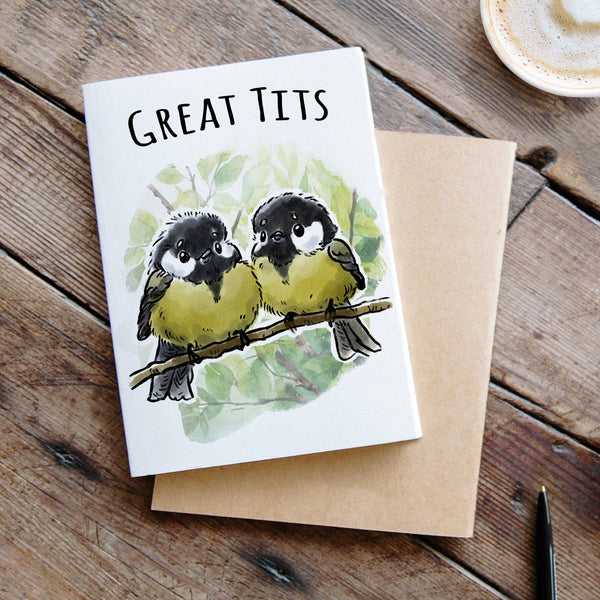 "Great Tits" Funny Lewd Bird Lover Card, Kinky Valentine