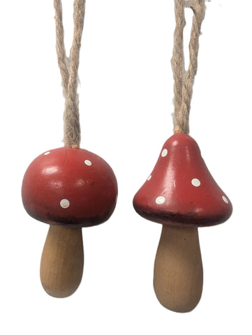 Wood Mushroom Ornaments