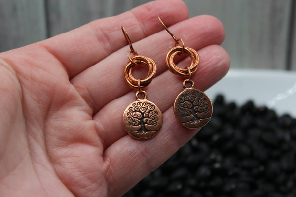 Earrings - Copper Tree of Life Dangle