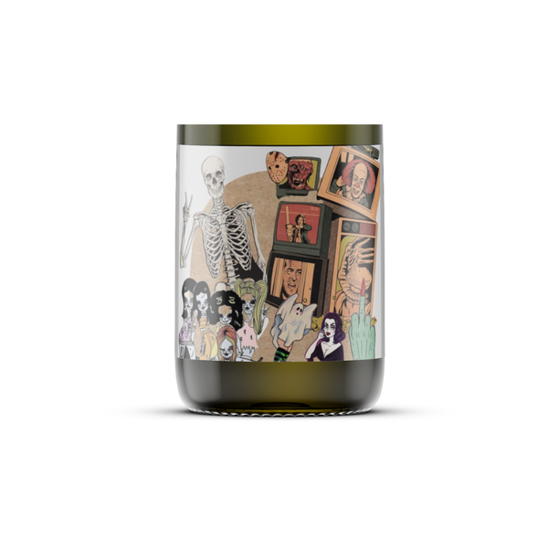 APPLE CINNAMON - Soy Wax Candle Recycled Wine Bottle : Skeleton Couple