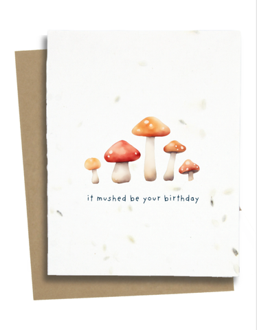 Cute Mushroom Birthday Card: Basil
