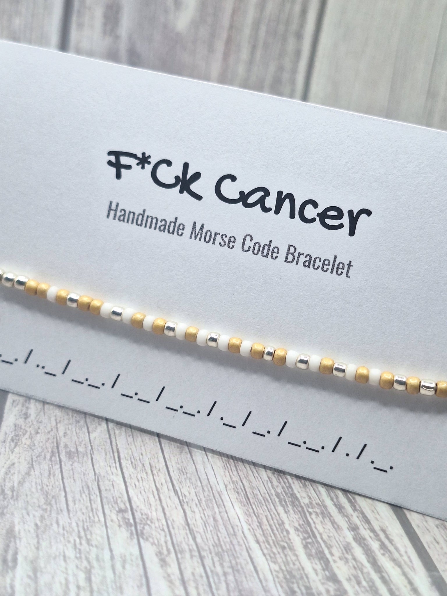 F*ck Cancer Morse Code - Seed Bead Bracelet